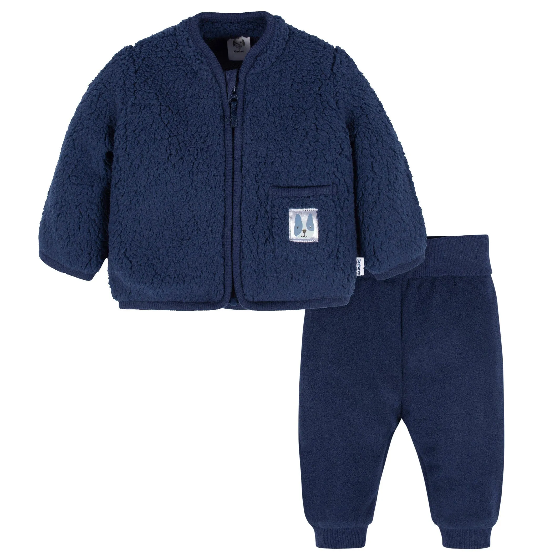 2-Piece Baby & Toddler Boys Puppy Sherpa Jacket & Jogger Set