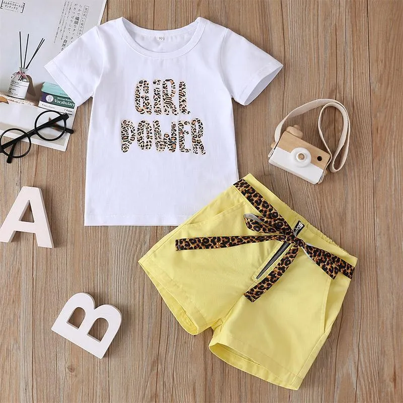 2-piece Letter Pattern T-shirt & Shorts for Toddler Girl