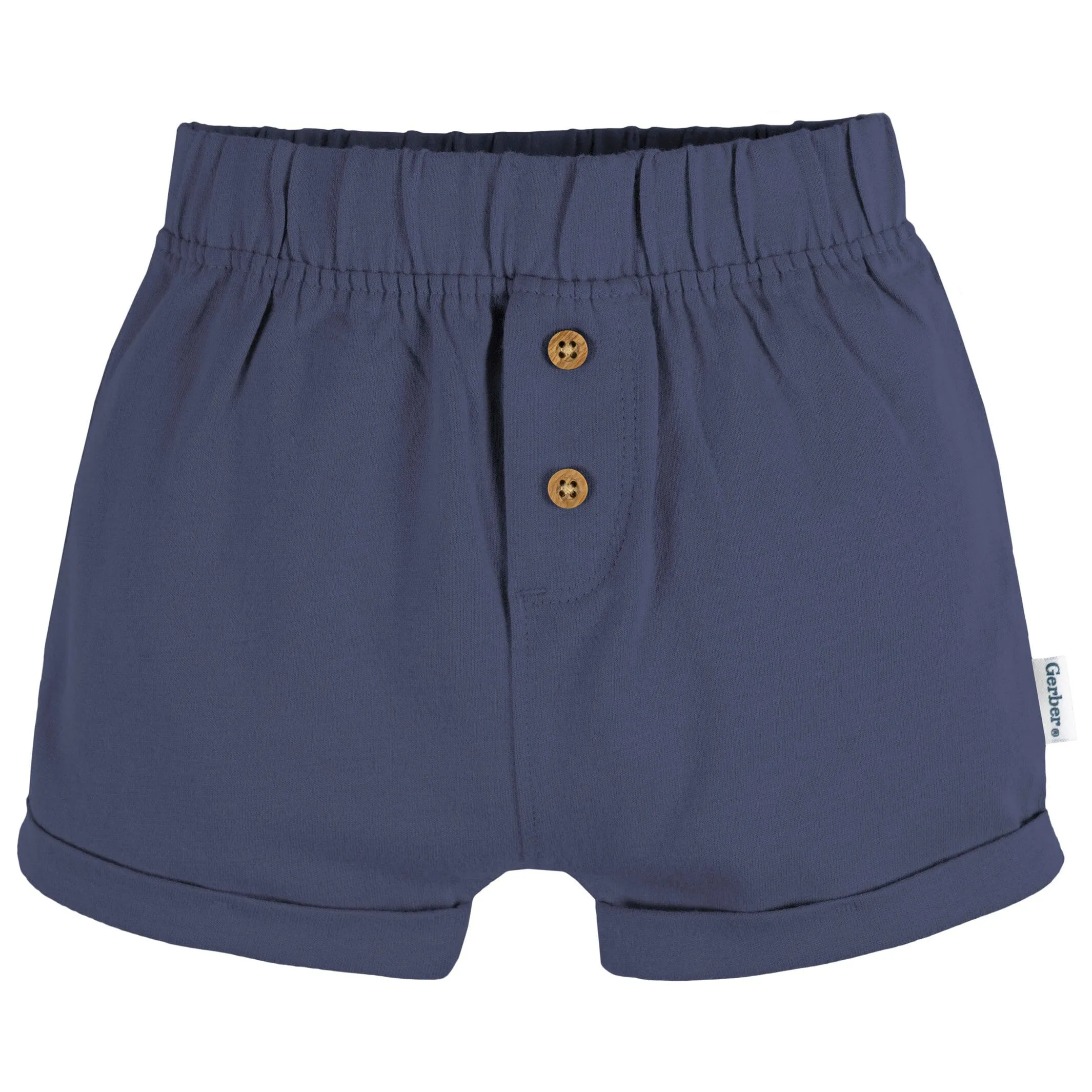 3-Pack Baby Neutral Navy Stripe, Oatmeal, & Navy Knit Shorts