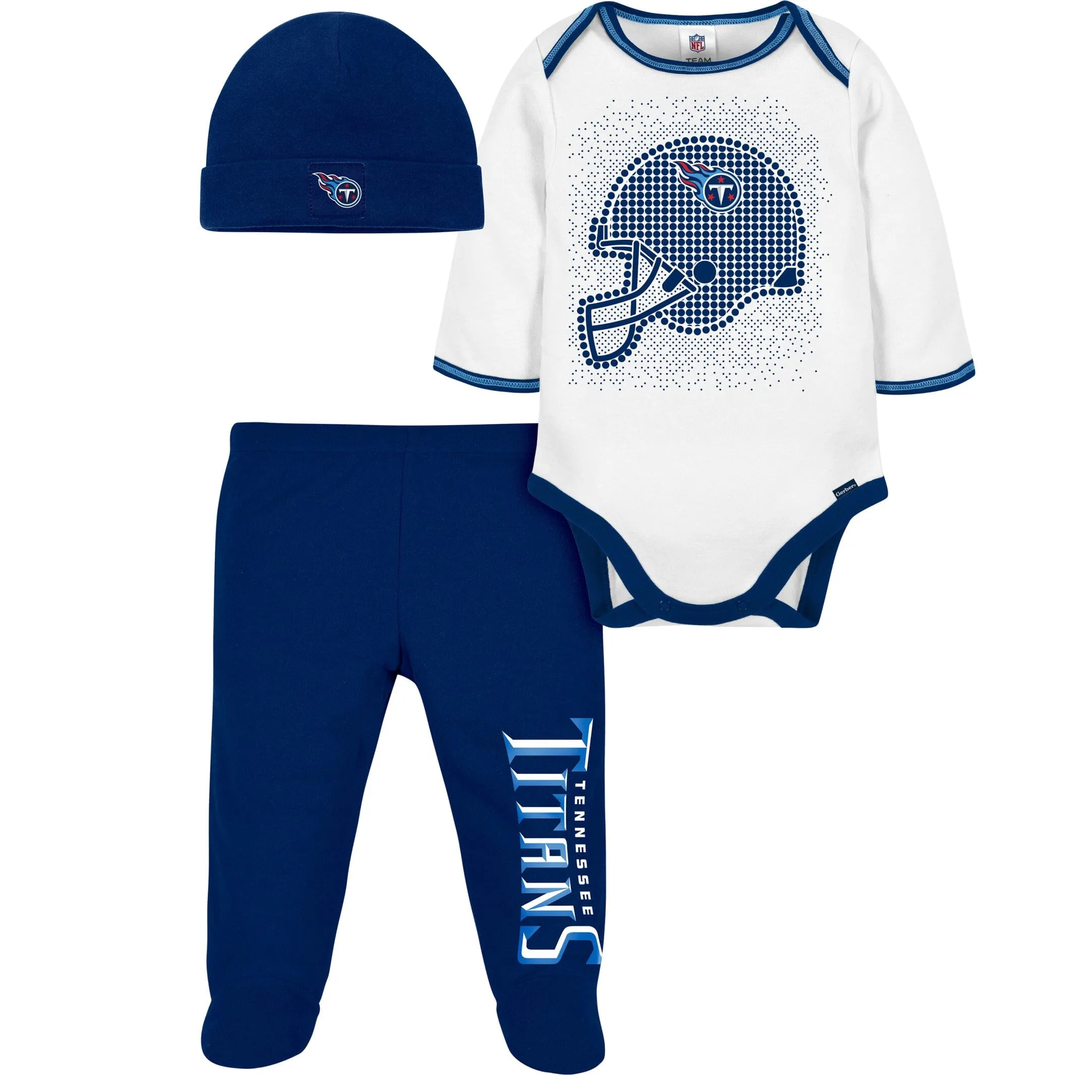 3-Piece Baby Boys Titans Bodysuit, Footed Pant, & Cap Set