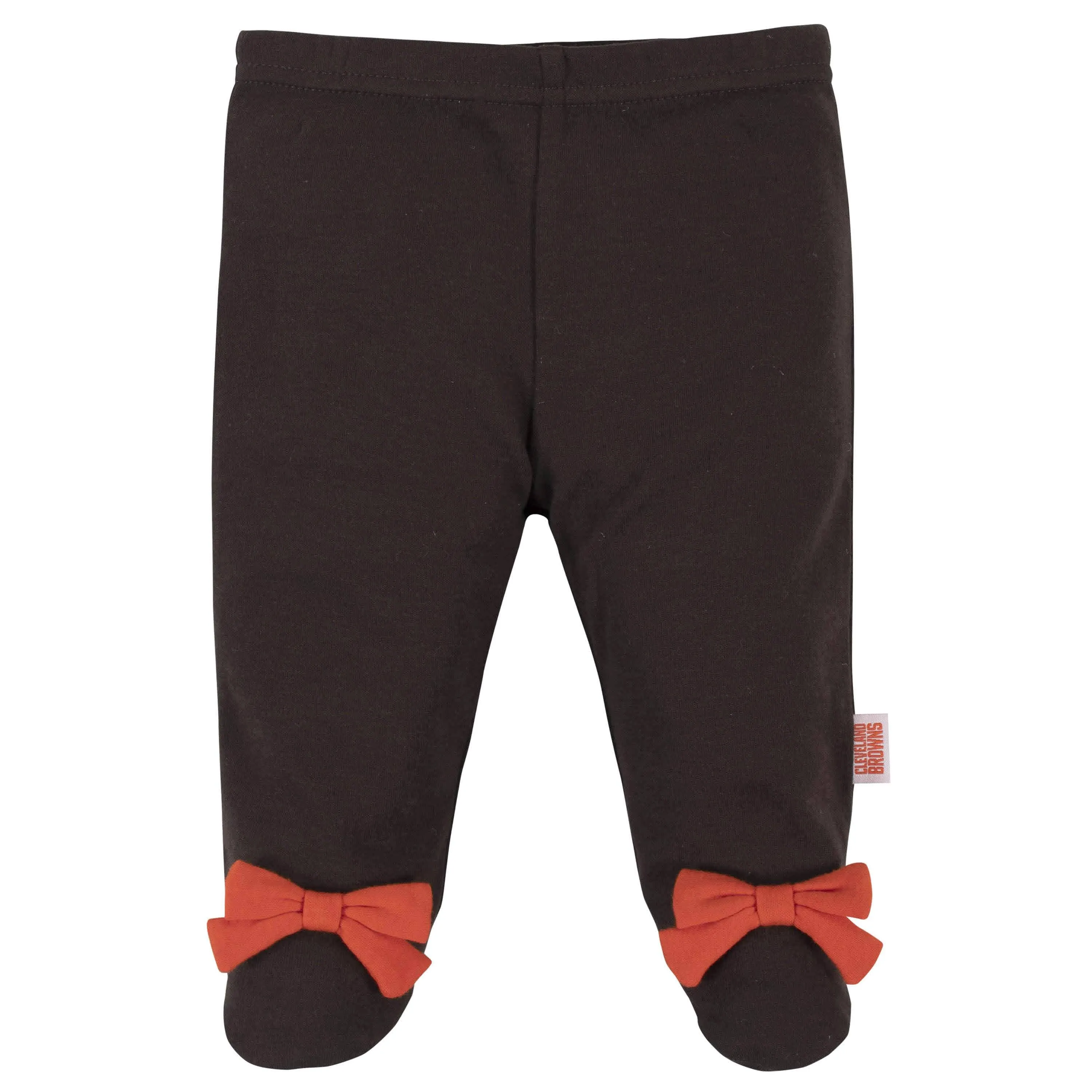 3-Piece Baby Girls Cleveland Browns Bodysuit, Footed Pant, and Cap Set