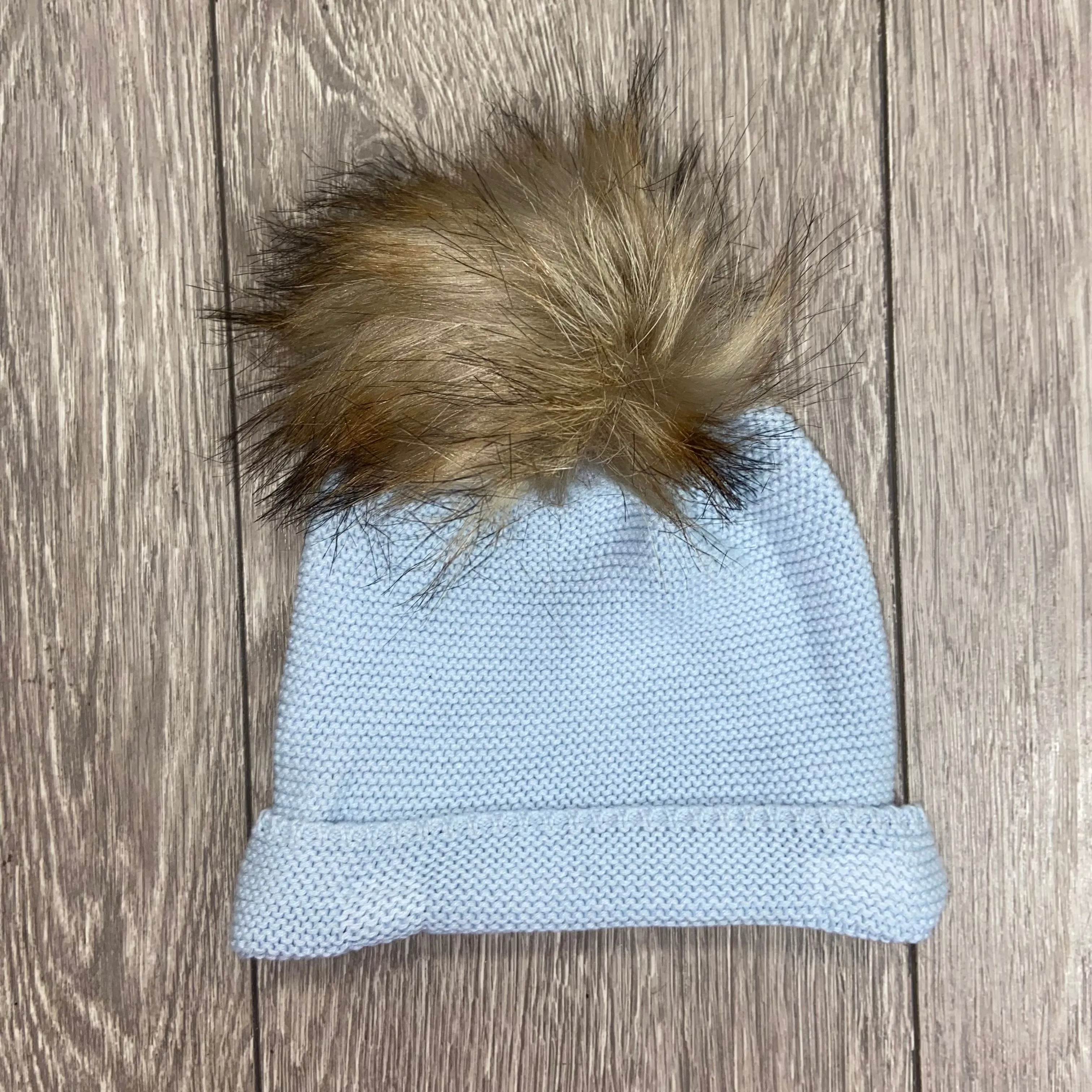 AW19 Meia Pata Baby Blue Faux Fur Pom Pom Hat