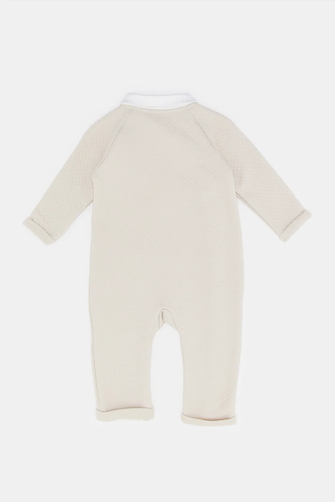 Babies Beige Textured Romper