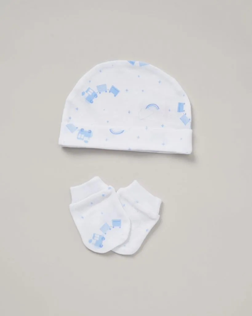 Baby Boy Clothing Blue Train 5 Piece Gift Set