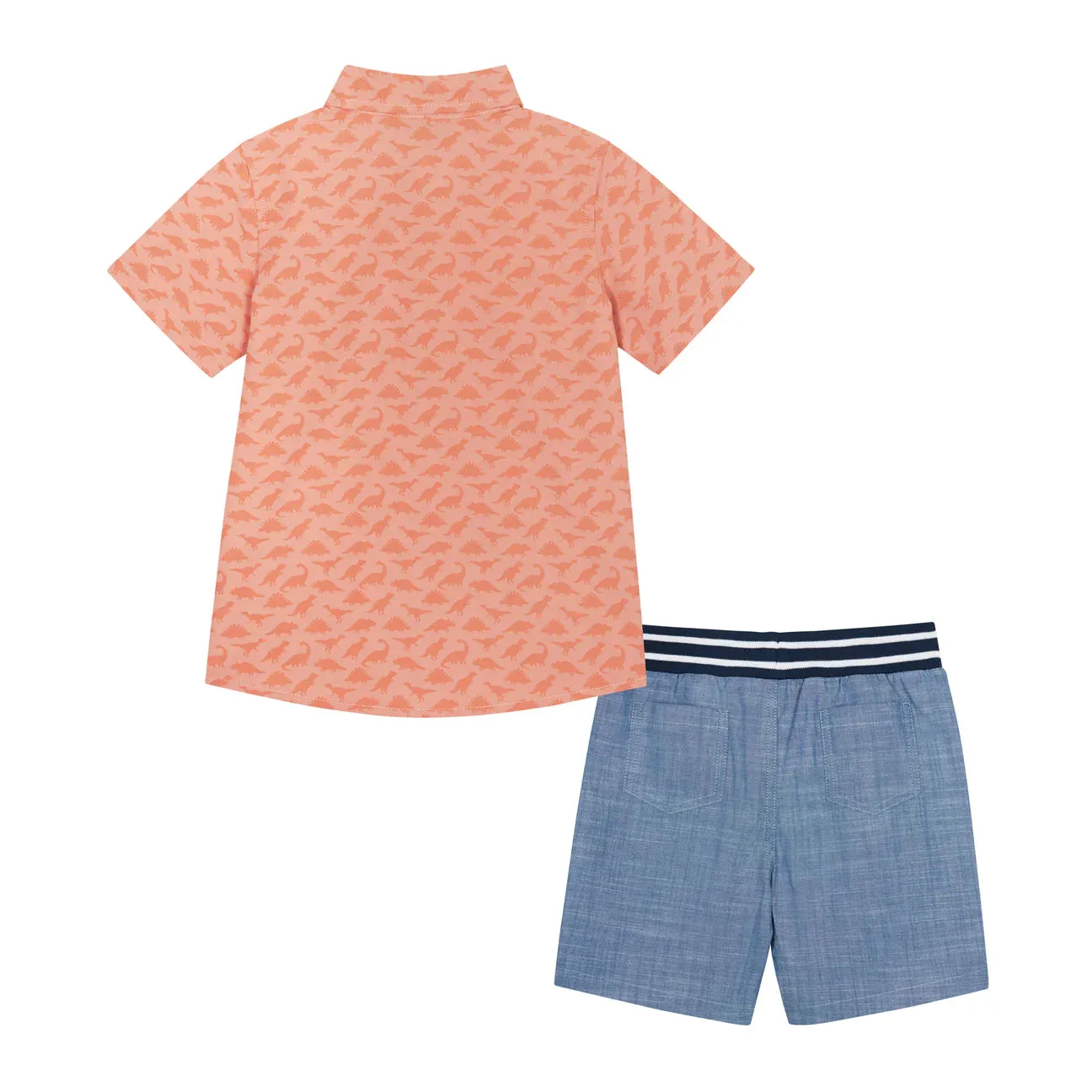 Baby Boy Dino Print Button-Up & Short Set