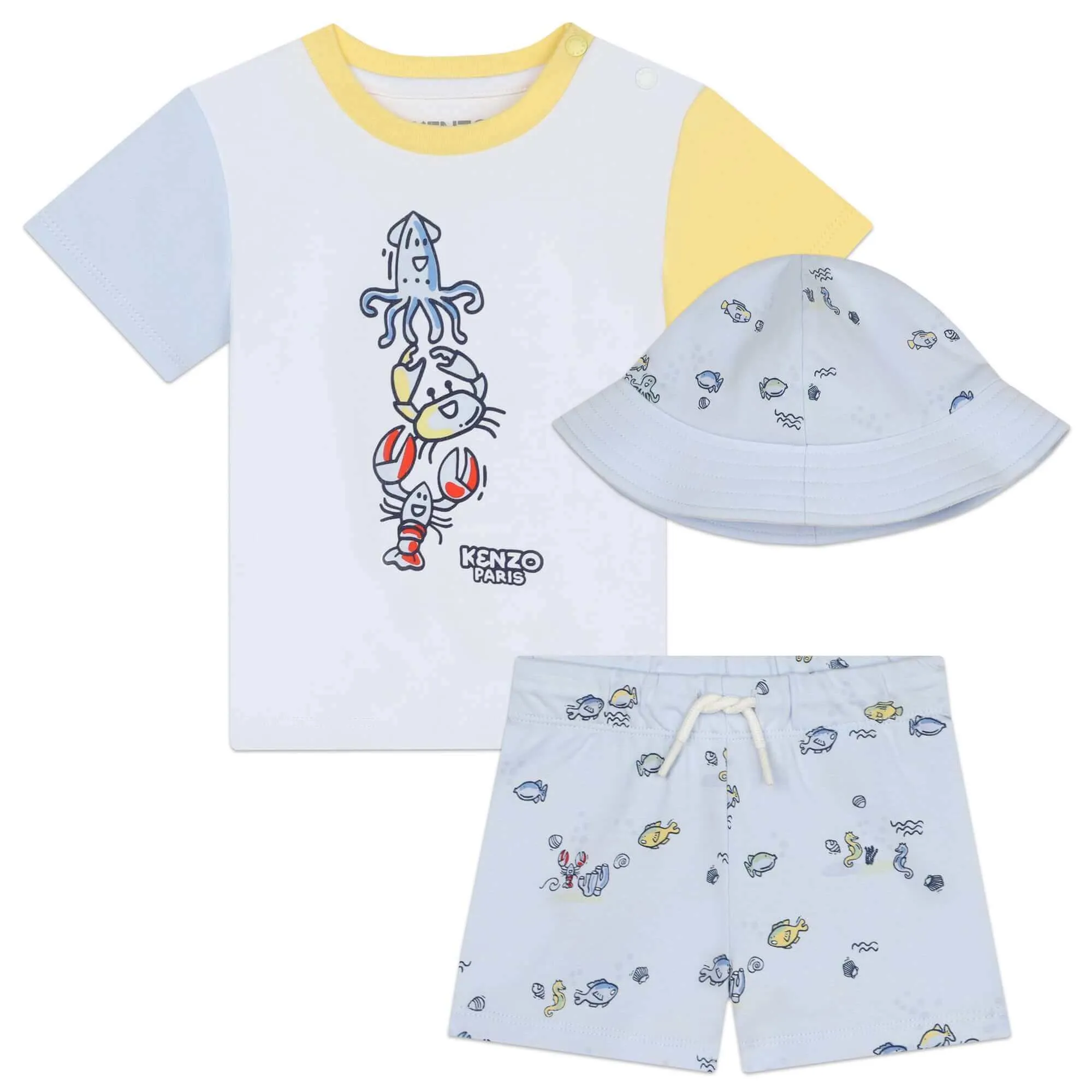 Baby Boys Blue Sea Life Shorts & Hat Set