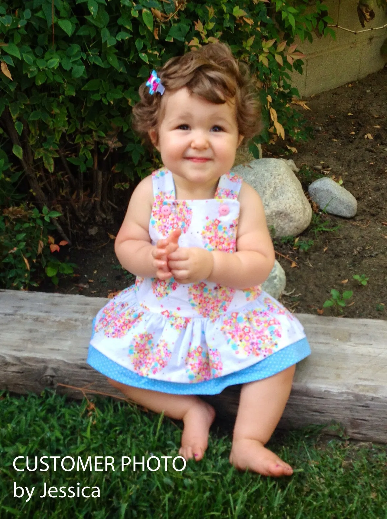 Baby girl romper pdf sewing pattern TINKERBELLE ROMPER sizes 3 months to 3 years.