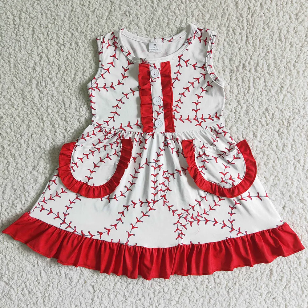 Baby Girl Summer Dress Sleeveless Baseball Cute Girls Dresses GSD0029