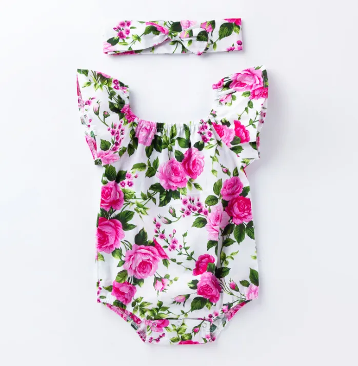 Baby Girl's Rose Romper Outfit