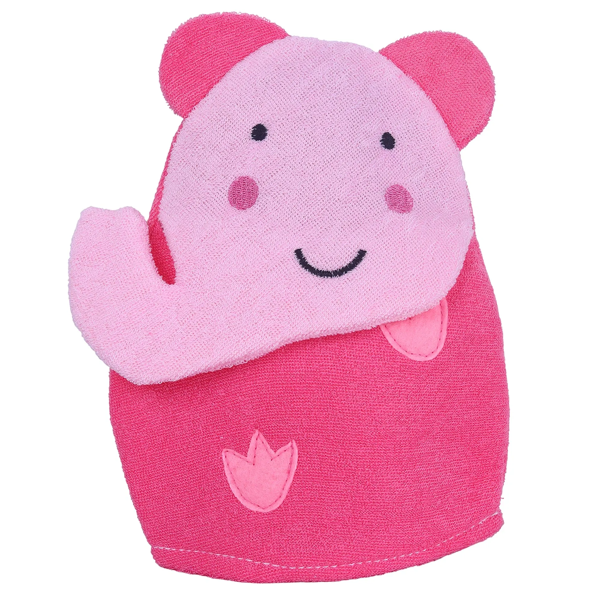 Baby Moo Blushing Elephant Bath Time Fun Hand Puppet Loofah Bath Glove - Pink