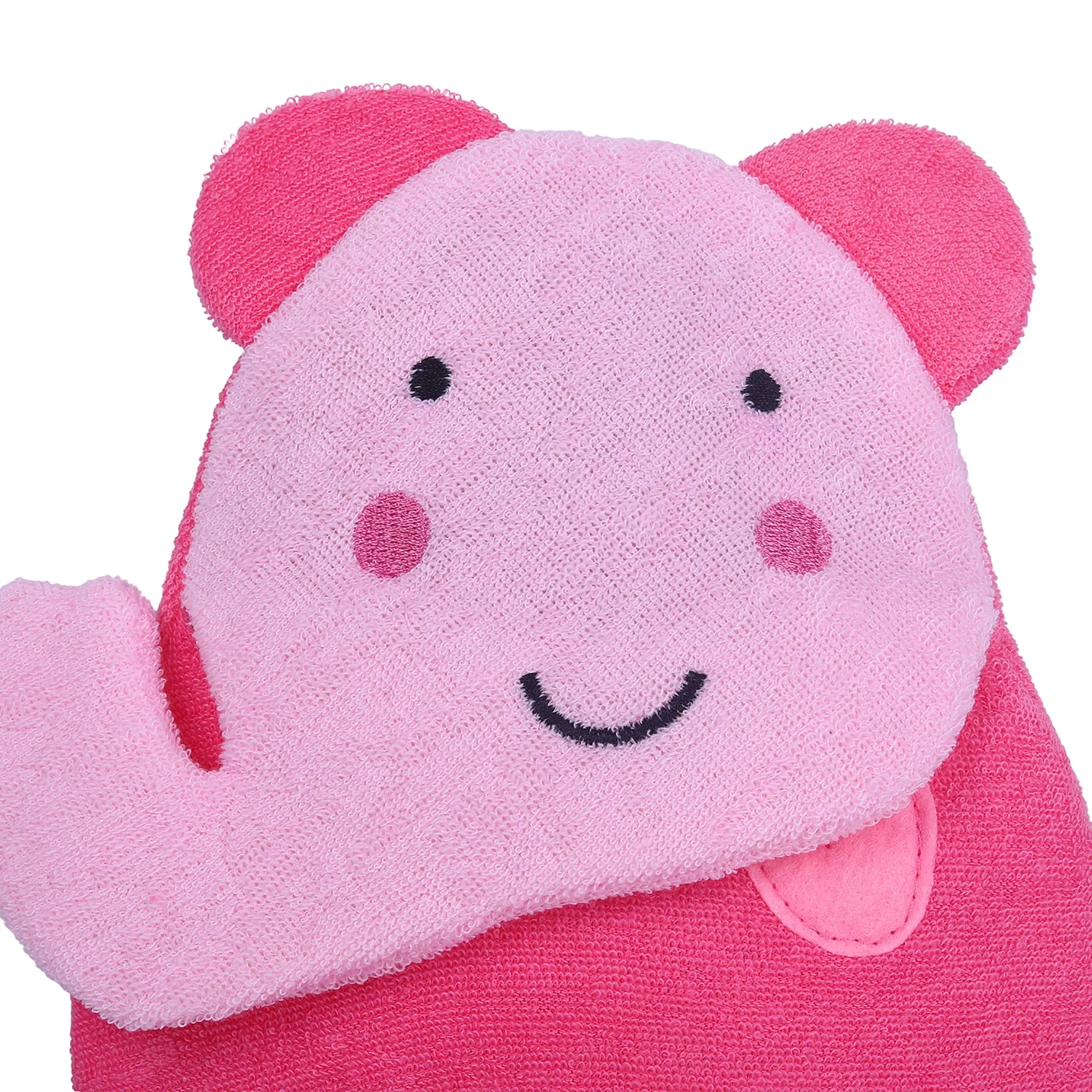 Baby Moo Blushing Elephant Bath Time Fun Hand Puppet Loofah Bath Glove - Pink