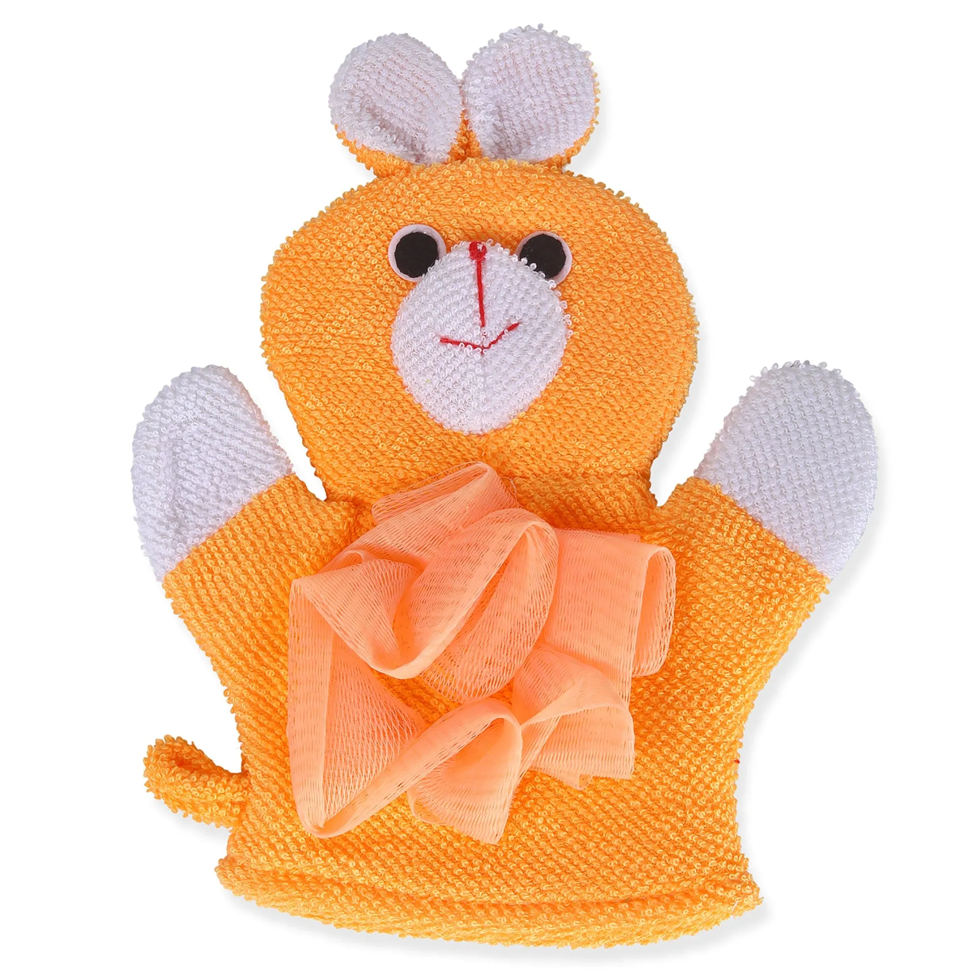 Baby Moo Cute Puppy Bath Time Fun Hand Puppet Loofah Bath Glove - Orange