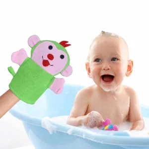 Baby Moo Funky Monkey Bath Time Fun Hand Puppet Loofah Bath Glove - Green