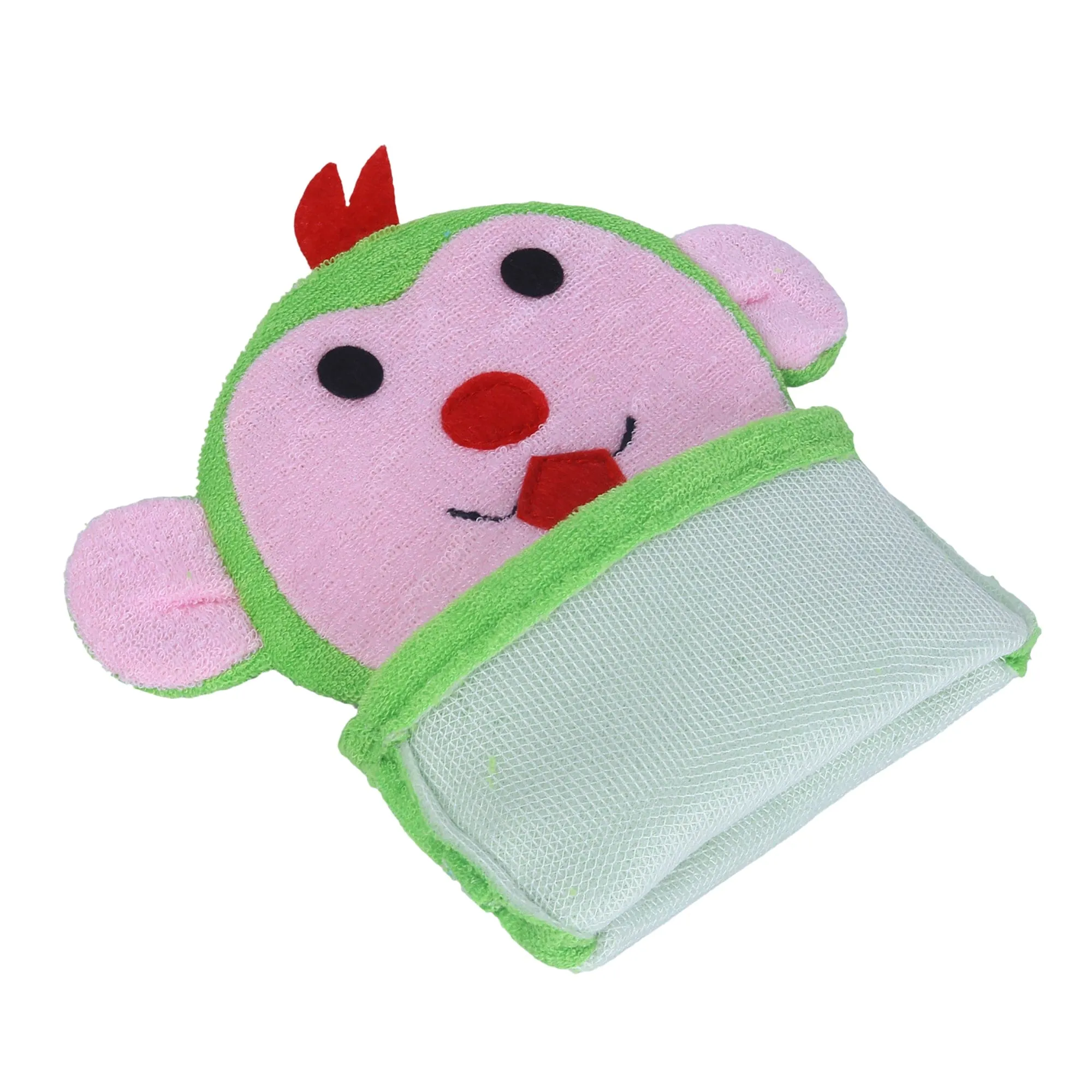 Baby Moo Funky Monkey Bath Time Fun Hand Puppet Loofah Bath Glove - Green