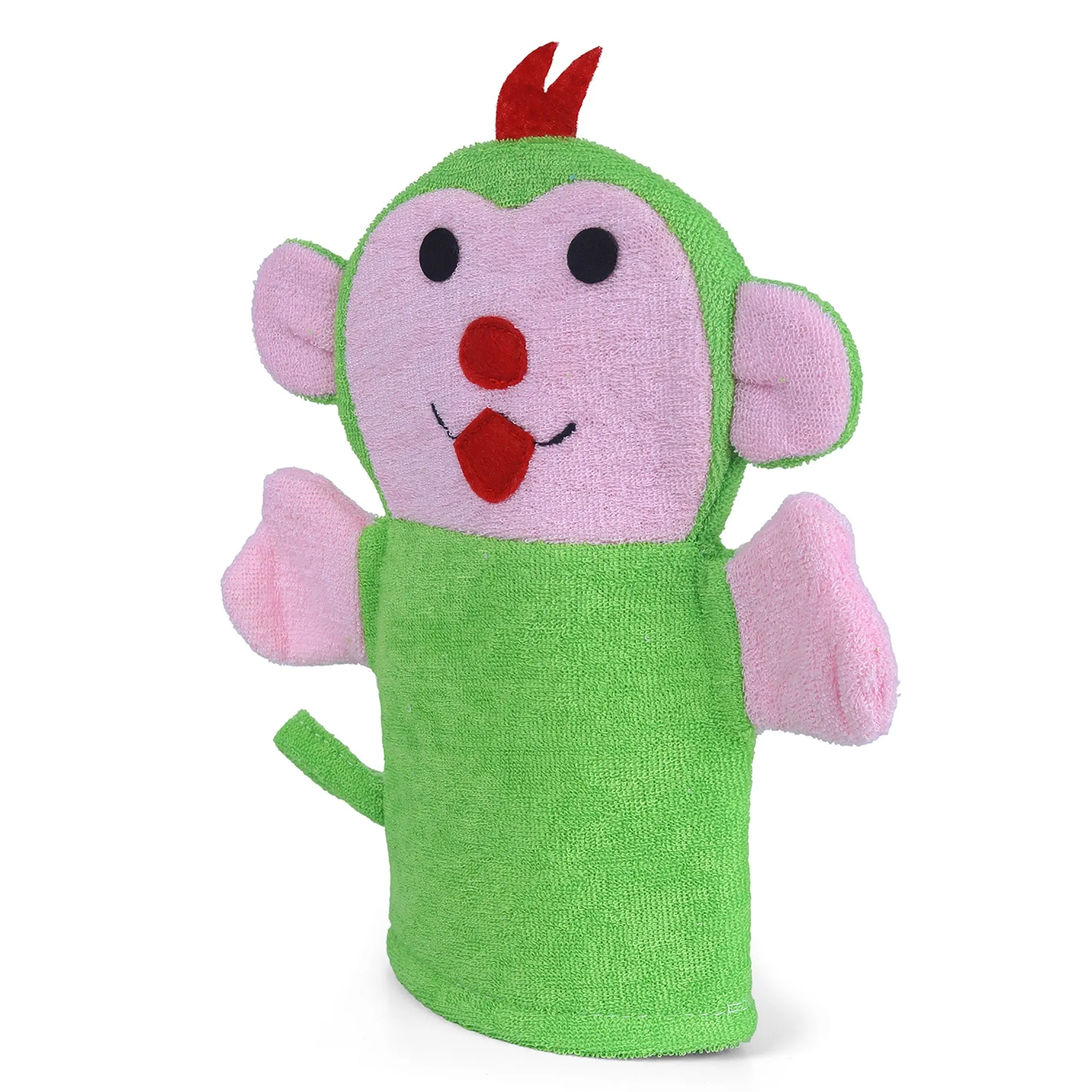 Baby Moo Funky Monkey Bath Time Fun Hand Puppet Loofah Bath Glove - Green