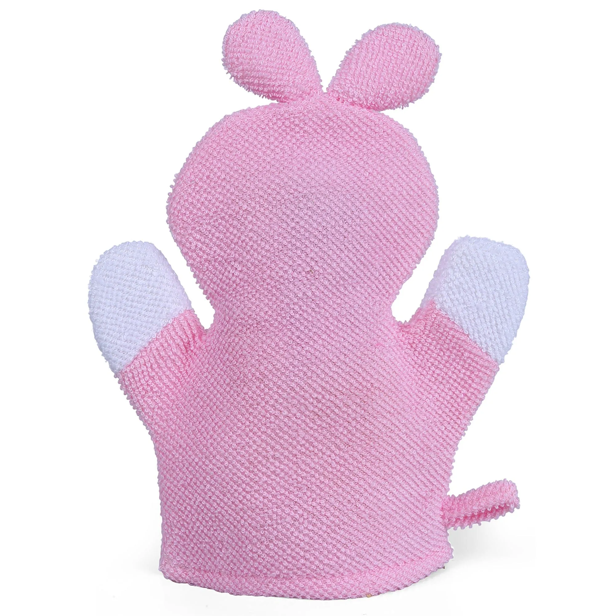 Baby Moo Naughty Rabbit Bath Time Fun Hand Puppet Loofah Bath Glove - Pink