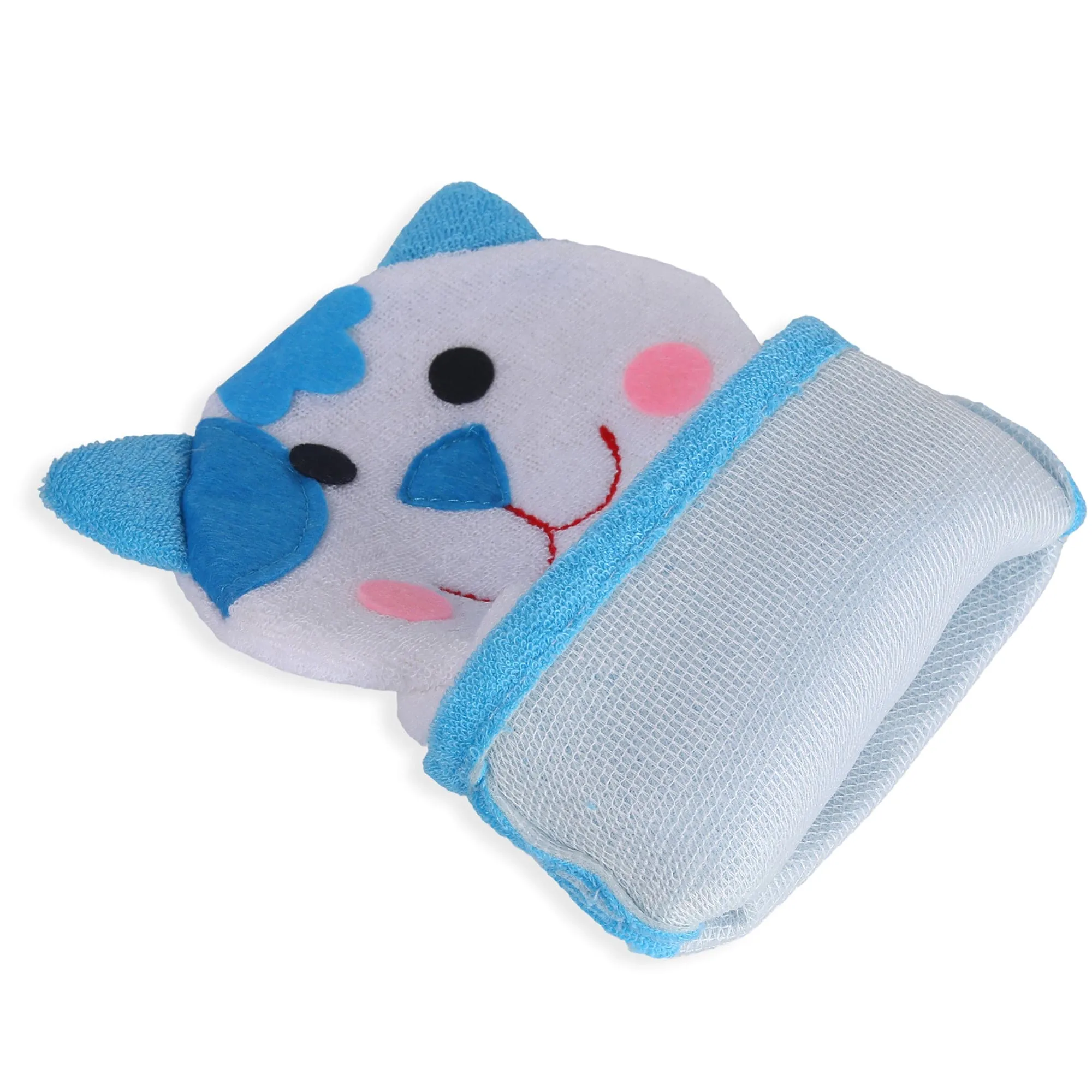 Baby Moo Pretty Kitty Bath Time Fun Hand Puppet Loofah Bath Glove - Blue