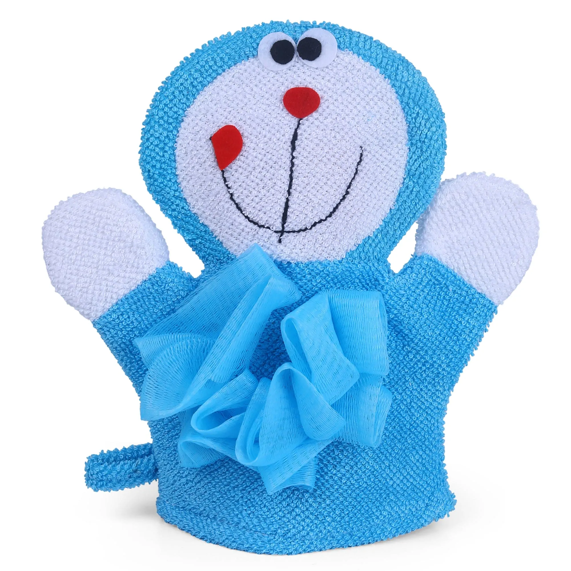 Baby Moo Robot Cat Bathtime Fun Hand Puppet Loofah Bath Glove - Blue