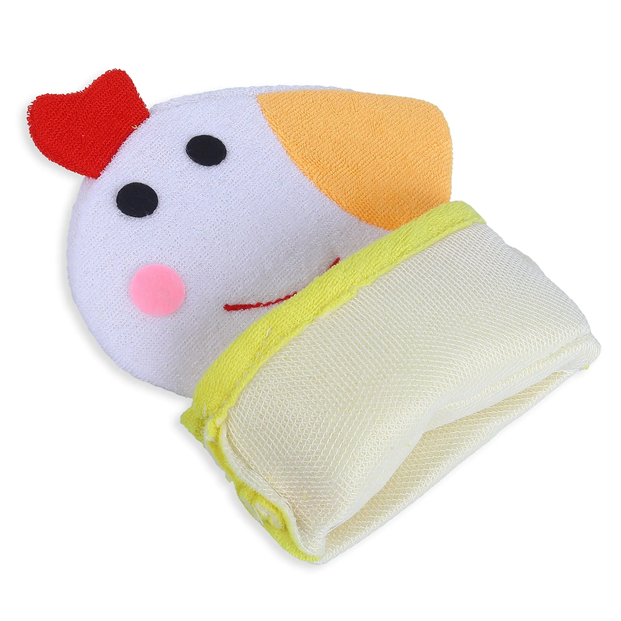 Baby Moo Sweet Hen Bath Time Fun Hand Puppet Loofah Bath Glove - Yellow