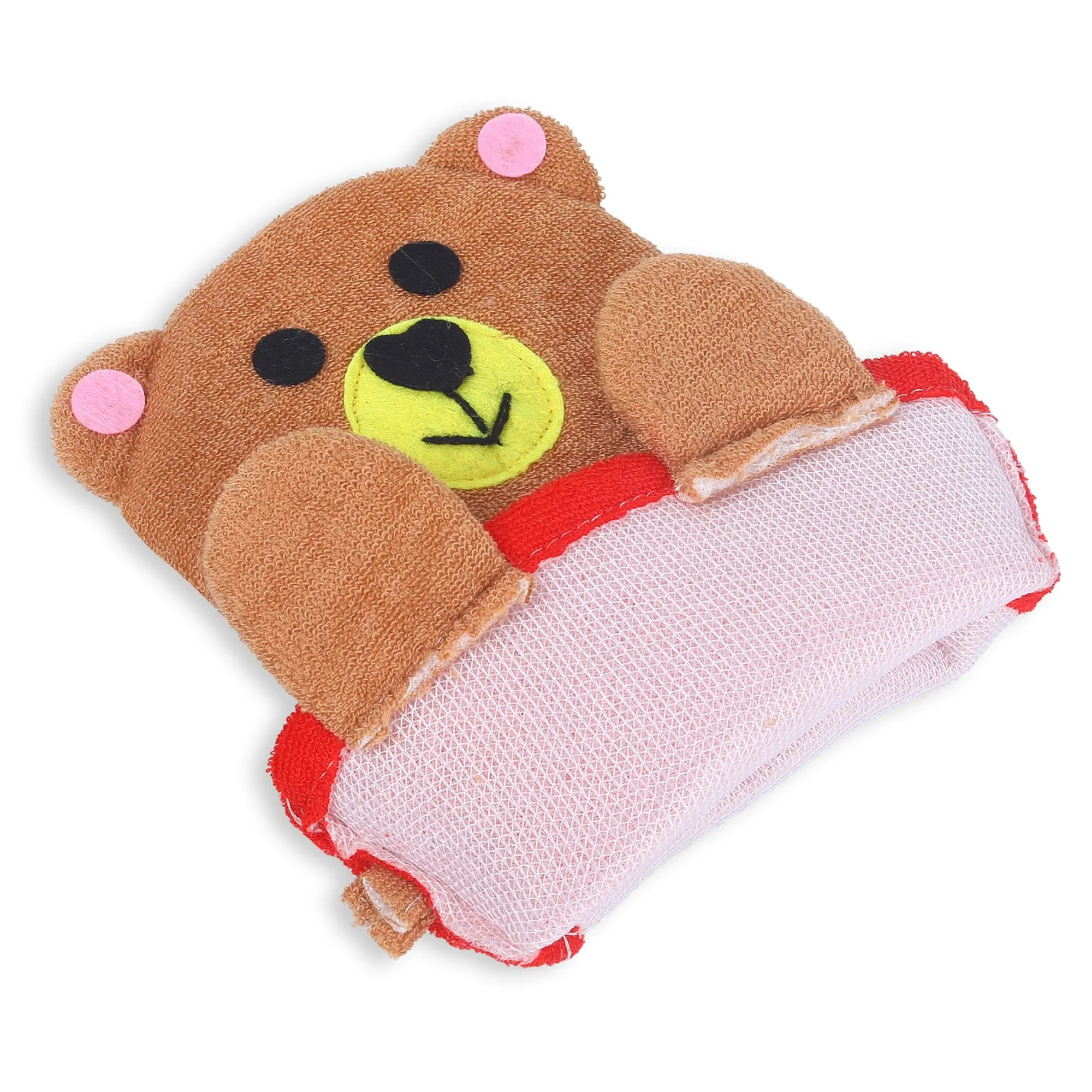 Baby Moo Teddy Bear Bath Time Fun Hand Puppet Loofah Bath Glove - Brown