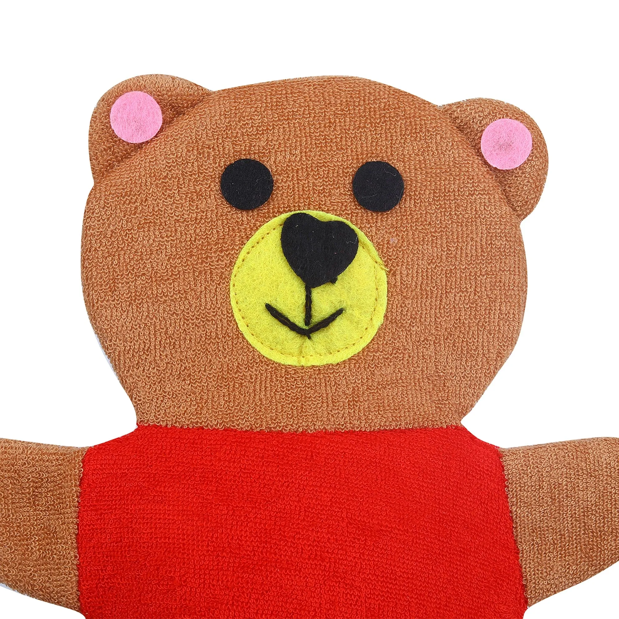 Baby Moo Teddy Bear Bath Time Fun Hand Puppet Loofah Bath Glove - Brown