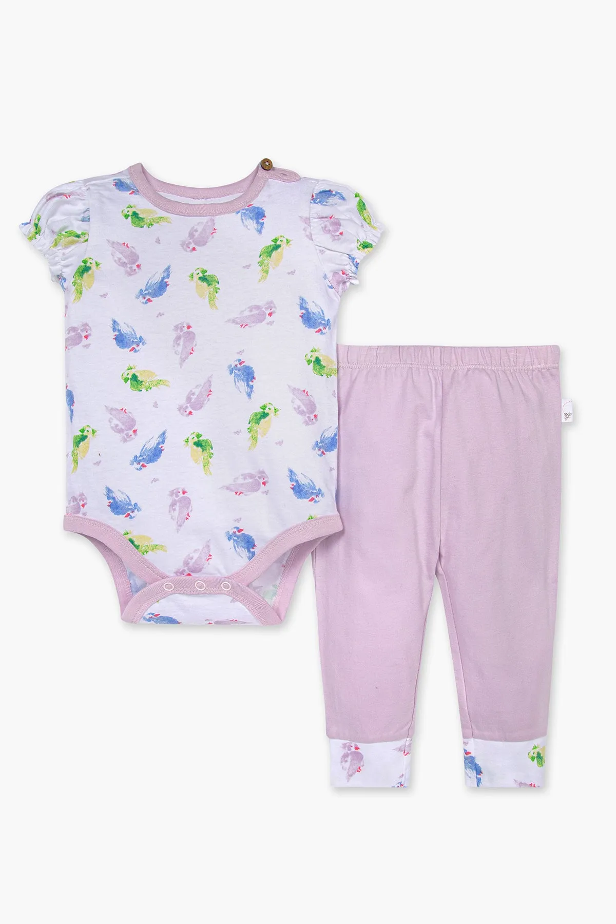 Baby Onesie Burt's Bees Pretty Parakeet 2-Piece Girls Set