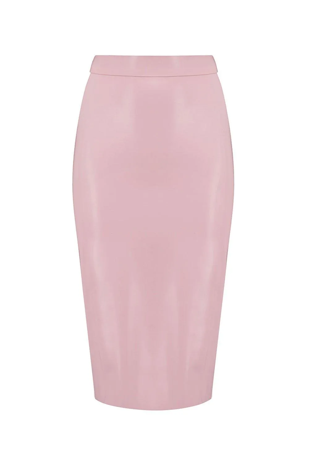 Baby Pink Latex Midi Skirt