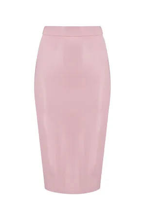 Baby Pink Latex Midi Skirt