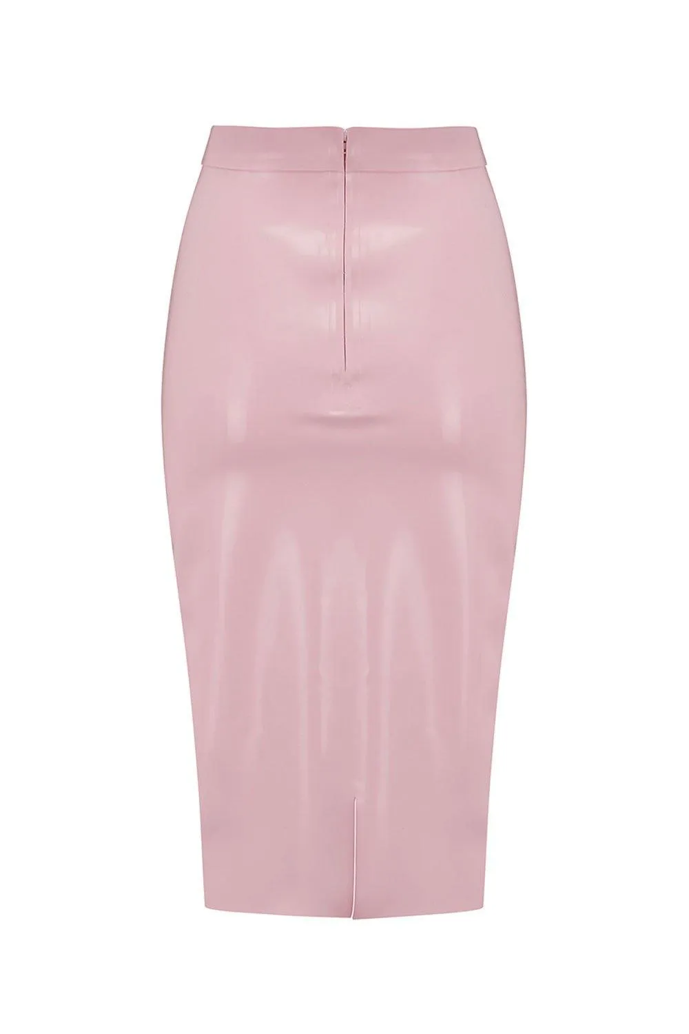 Baby Pink Latex Midi Skirt