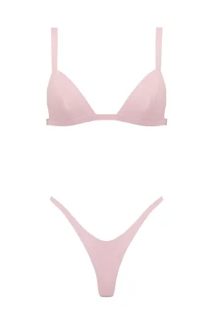 Baby Pink Latex Triangle Lingerie Set