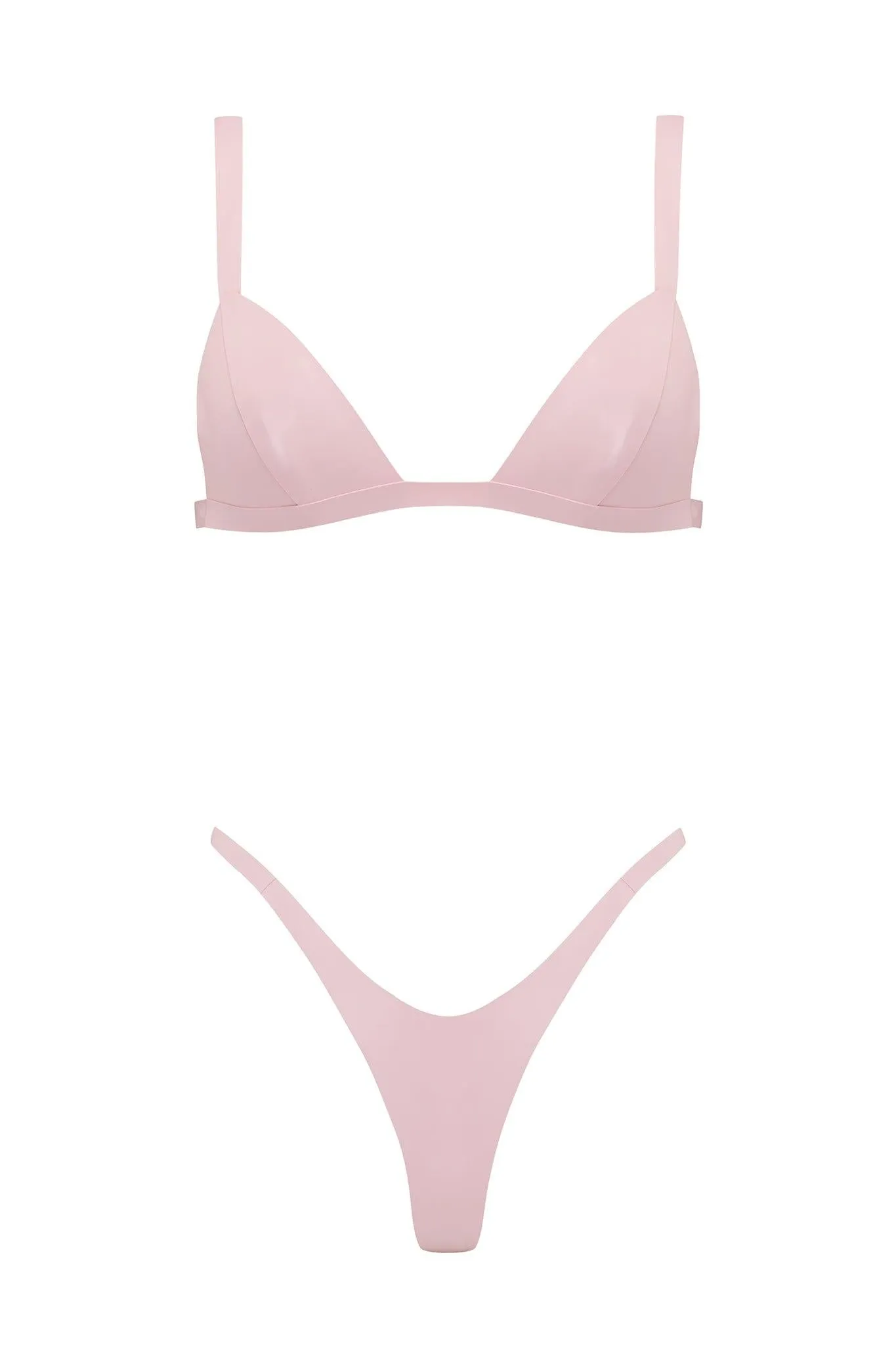 Baby Pink Latex Triangle Lingerie Set