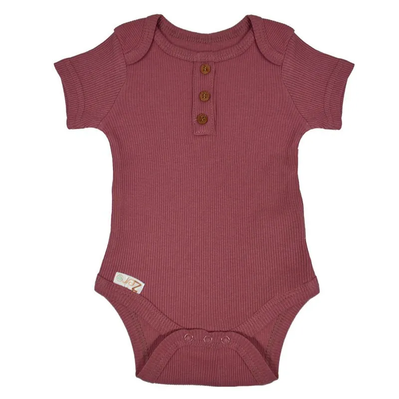 Baby Ribbed Bodysuit - 'Deco Rose'