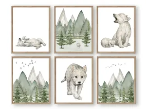 Baby Wolf Nursery Prints Set of 6