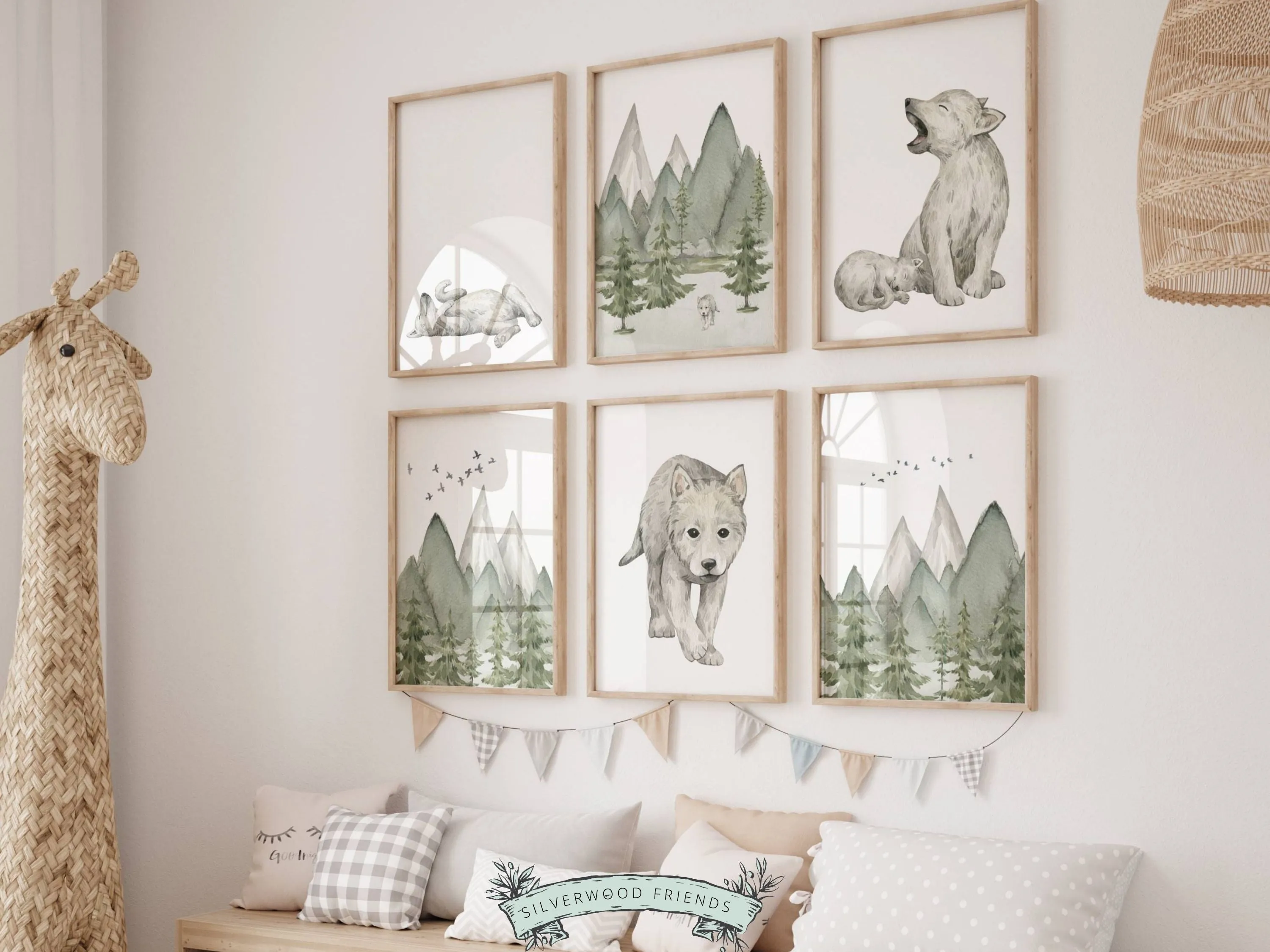 Baby Wolf Nursery Prints Set of 6