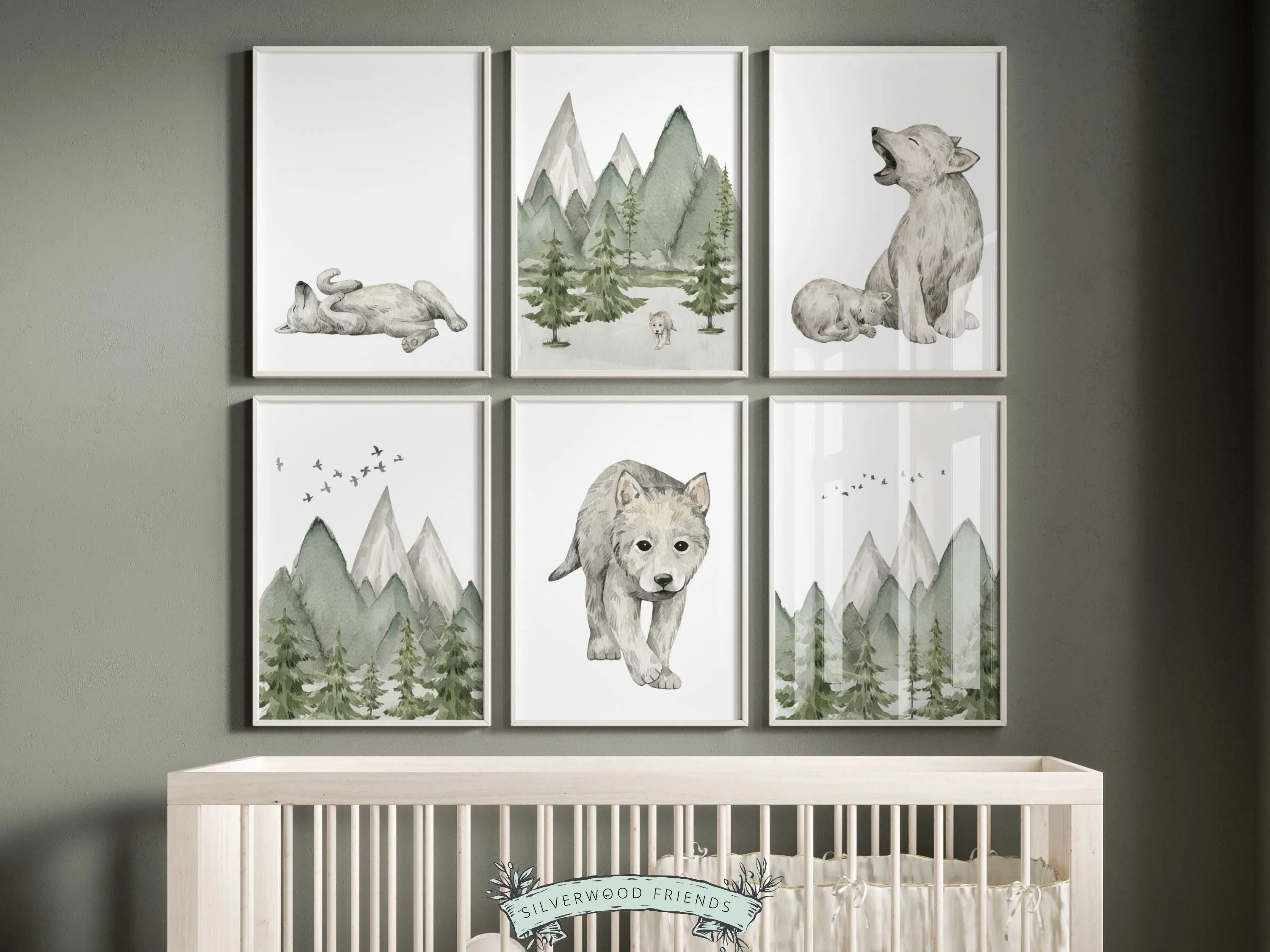 Baby Wolf Nursery Prints Set of 6