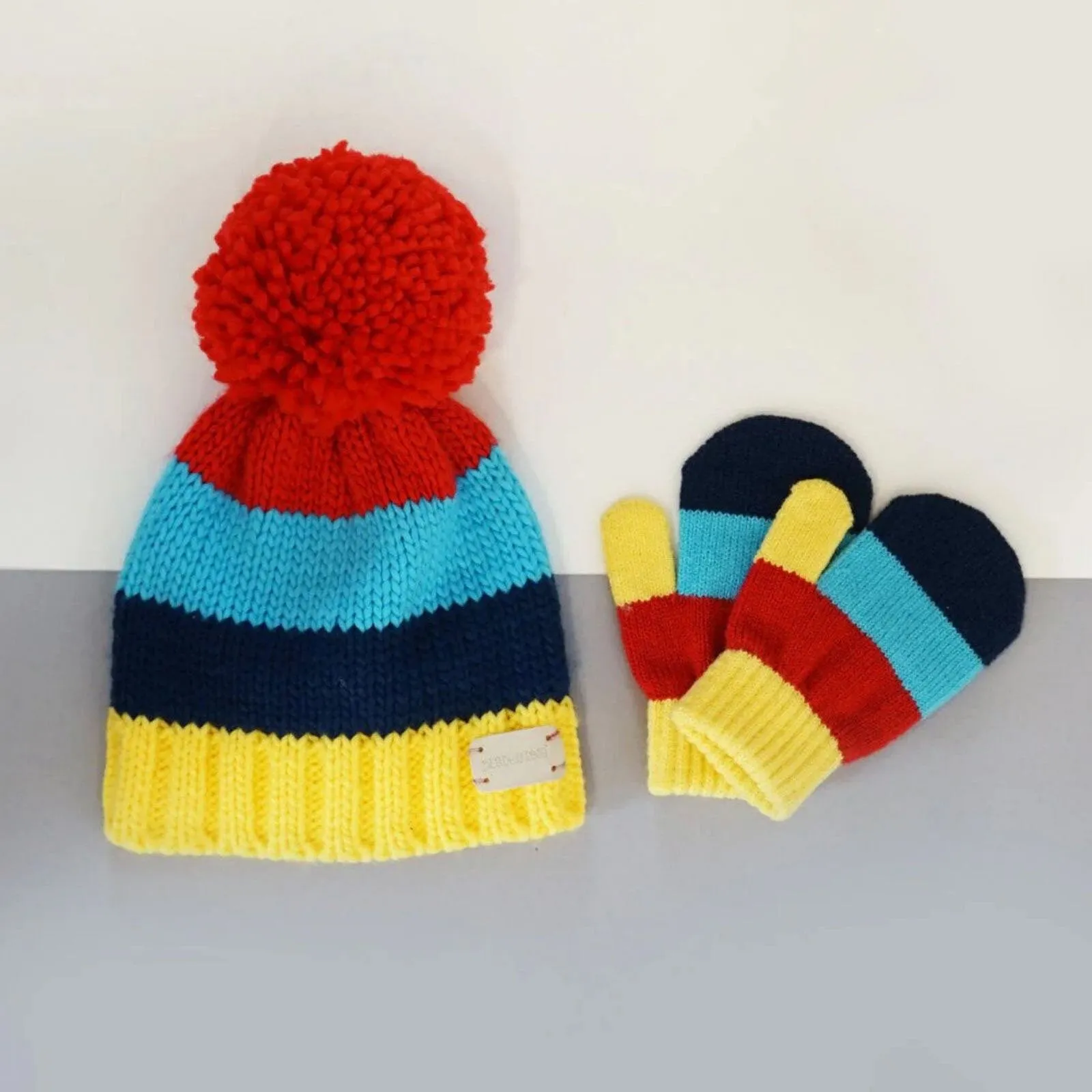 Blade & Rose Bright Striped Mittens 2-6 Years Blue/Red/Yellow