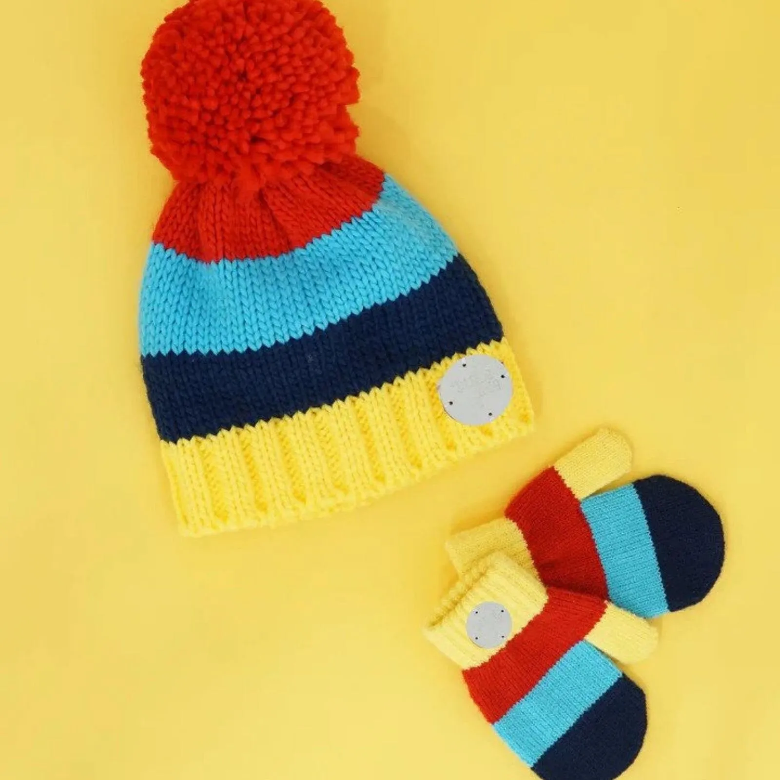 Blade & Rose Bright Striped Mittens 2-6 Years Blue/Red/Yellow