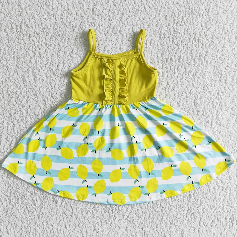 Boutique Baby Girl Dress Kids Summer Clothes Cute Lemon Girls Dresses A13-2