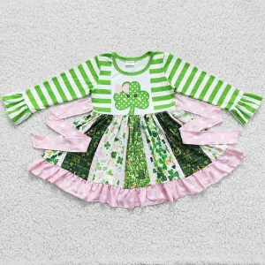 Boutique Girls Twirl Dress St. Patrick's Day Girls Clothing Dress Long Sleeve 6 A23-11