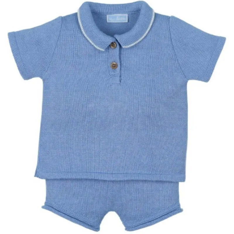 Boys Blue Polo Shirt Shorts Set