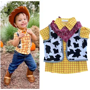 Boys Woody Costume , Woody Shirt , Halloween Boys Toy Story Shirt