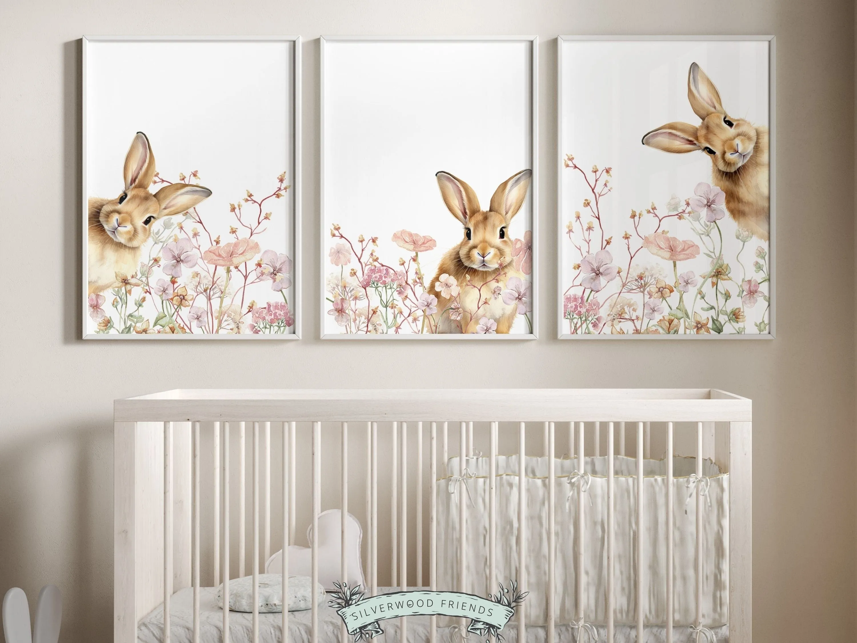 Bunny Wildflower Nursery Prints