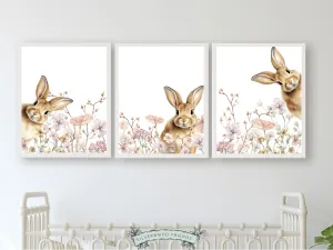 Bunny Wildflower Nursery Prints