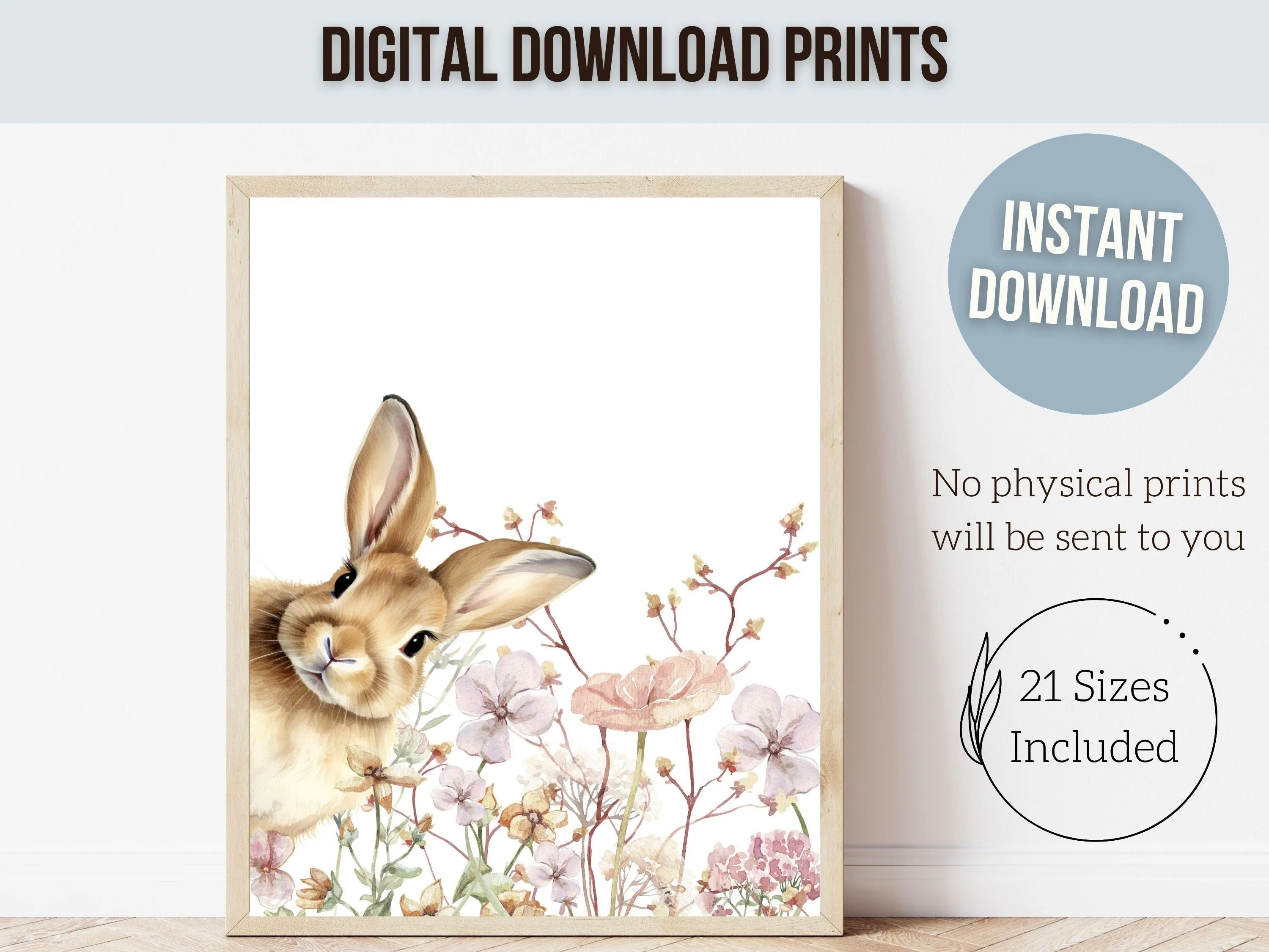 Bunny Wildflower Nursery Prints