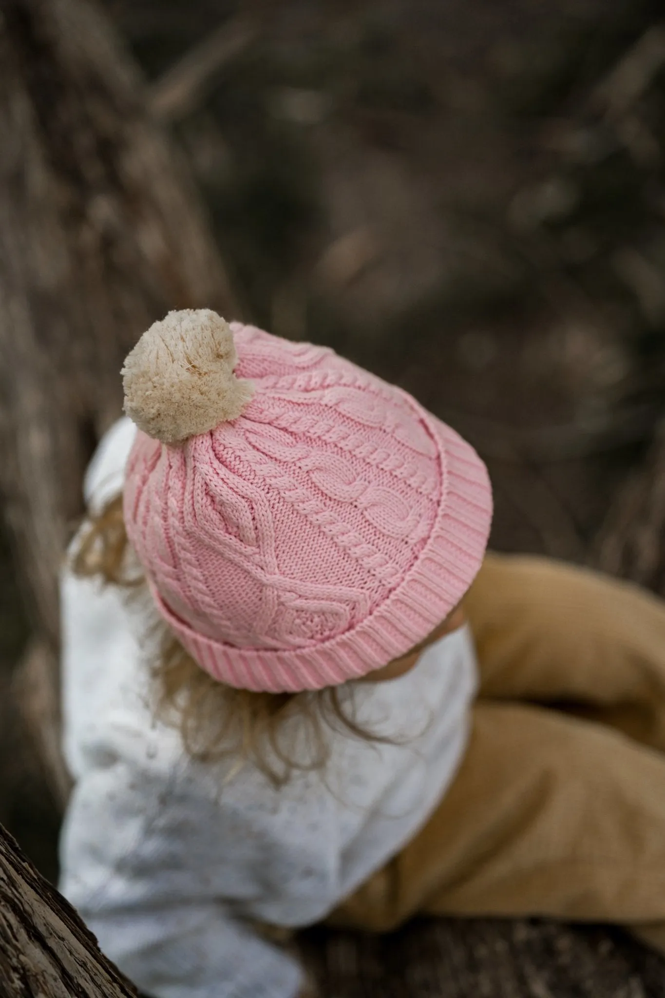 Cable Knit Beanie Pink