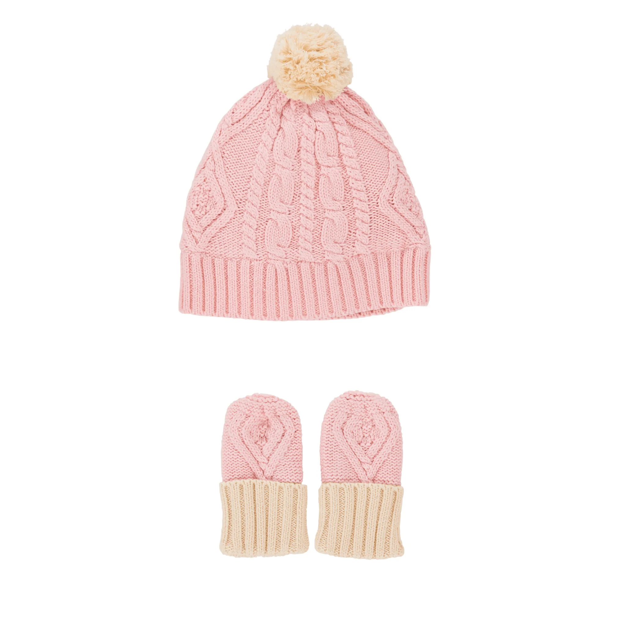 Cable Knit Set Pink