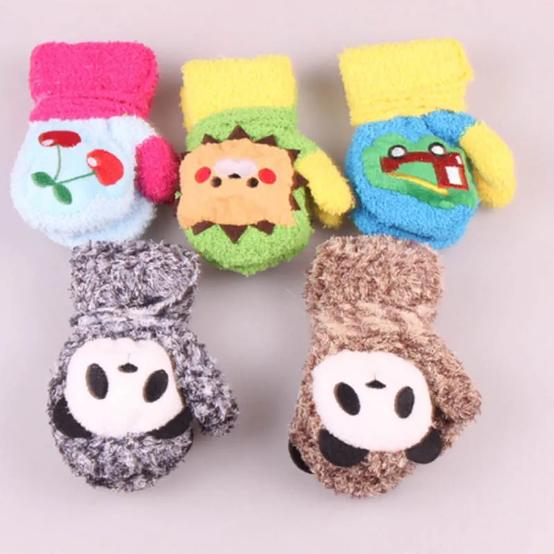 Cartoon winter kids hand toys cute animal gloves for children gift unisex kids thicken warm hand fleece hand protector