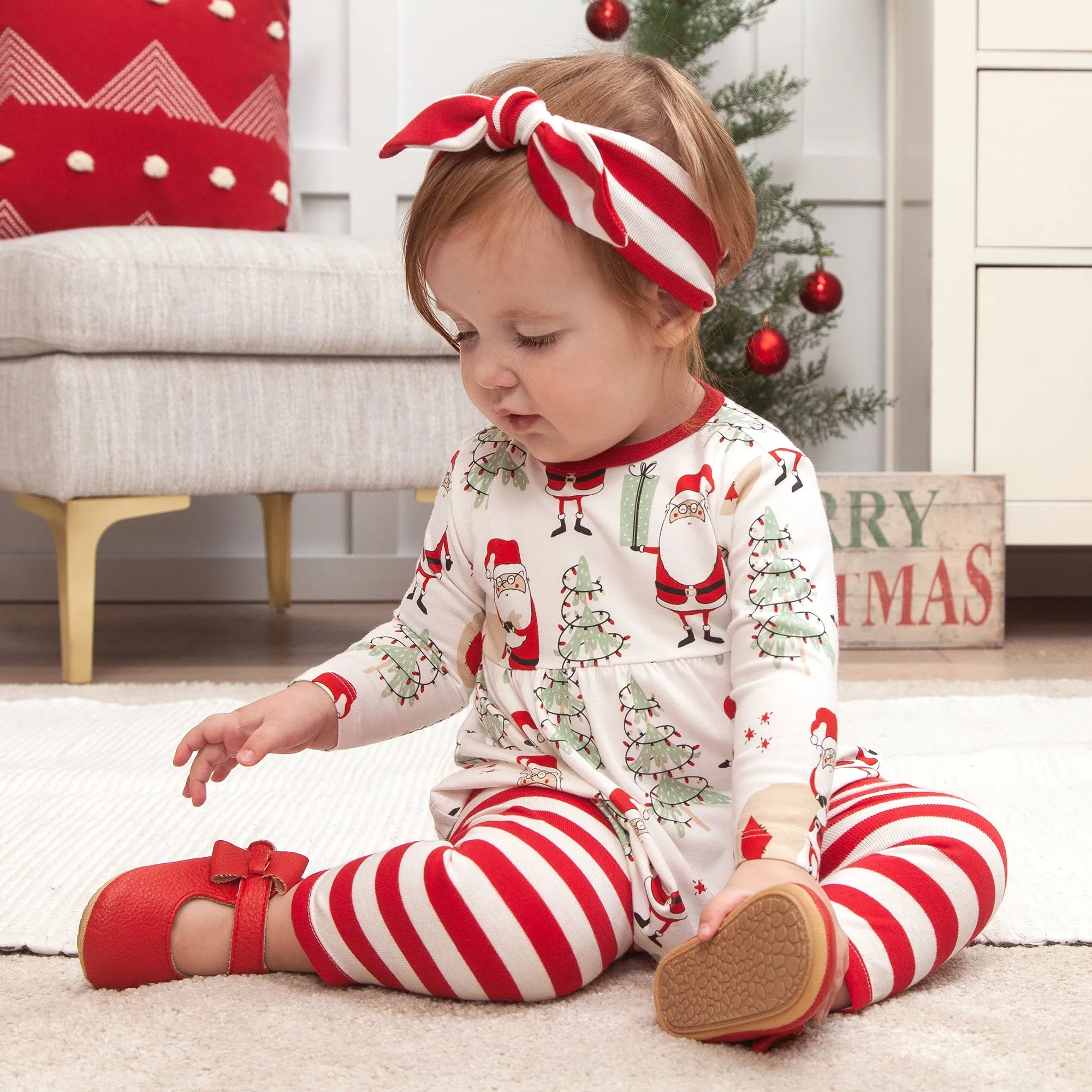 Christmas Santa Girl's Bamboo Cotton Set