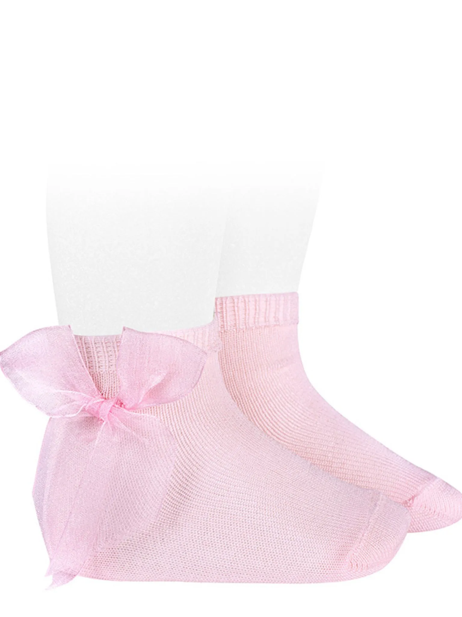 Condor baby pink organza bow ankle socks