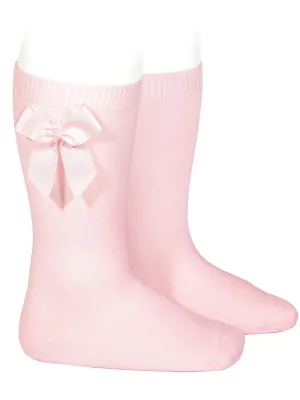 Condor baby pink satin bow knee socks